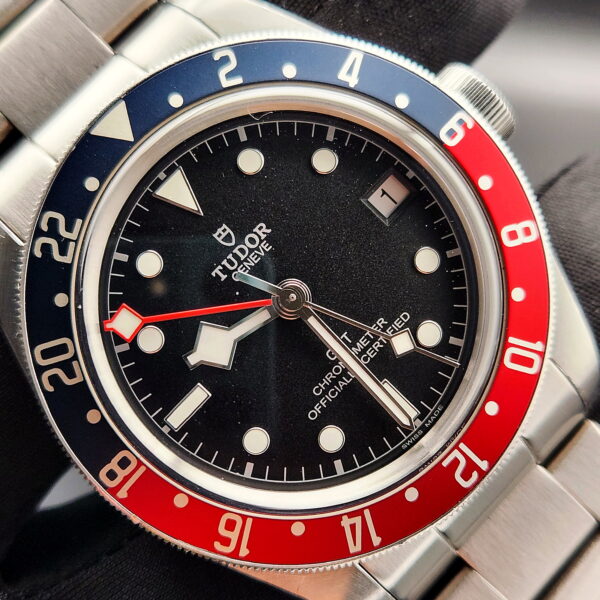 2021 Tudor Black Bay GMT Pepsi 79830RB 41mm COSC Full Set Leather + Forstner Bracelet